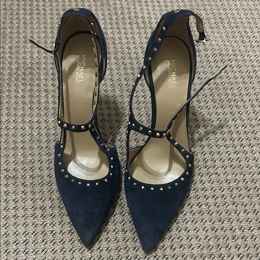 Michael Kors Navy Studded Heels - Picture 4 of 9